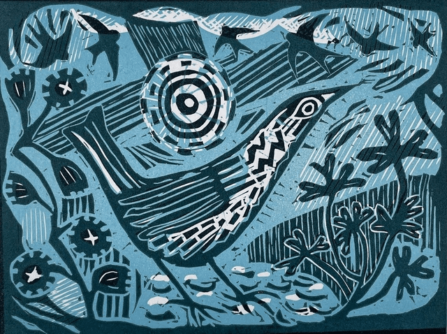 Bird, limited edition linocut print